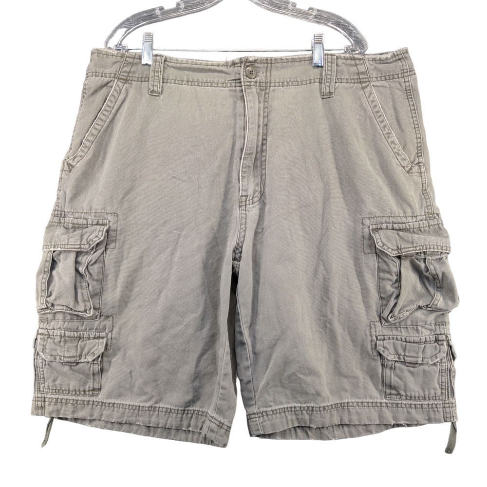 Iron Mens Cargo Shorts Gray Size 38 Cotton Pockets Belt Loops